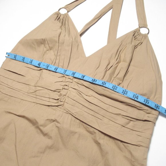 Anthropologie Forever That Girl Bow-Back Mini Dress Khaki Brown - Medium - Picture 8 of 10